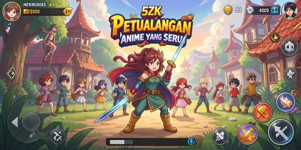 Tangkapan layar gameplay 5ZK menampilkan karakter anime yang beraksi dalam petualangan seru.