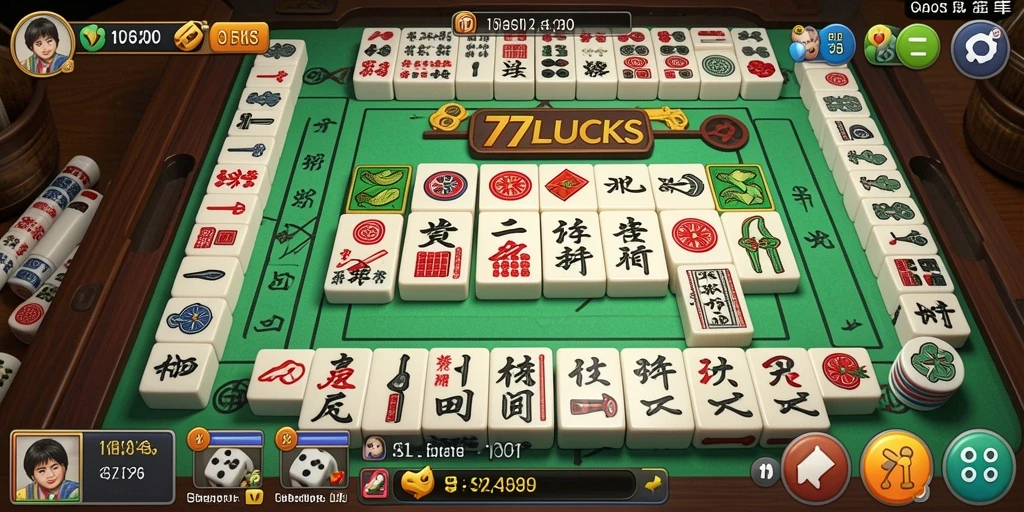Tangkapan layar gameplay 77LUCKS yang menampilkan momen berharga dalam permainan Mahjong.