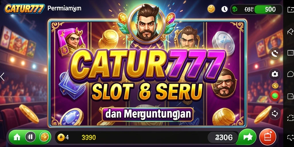 Tampilan gameplay CATUR777 yang memukau dengan banyak simbol dan fitur menarik.