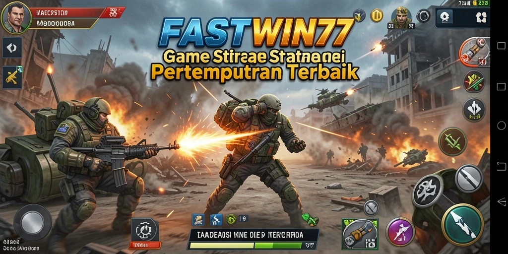 Screenshot menunjukkan pertempuran epik dalam FASTWIN77.