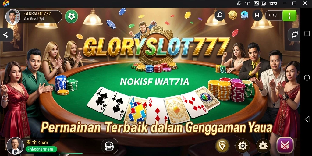 Screenshot gameplay GLORYSLOT777 menampilkan momen seru permainan poker.