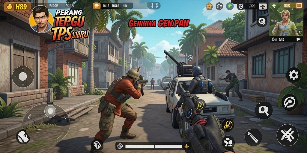 Screenshot H89 menunjukkan aksi menembak yang mendebarkan di arena TPS.
