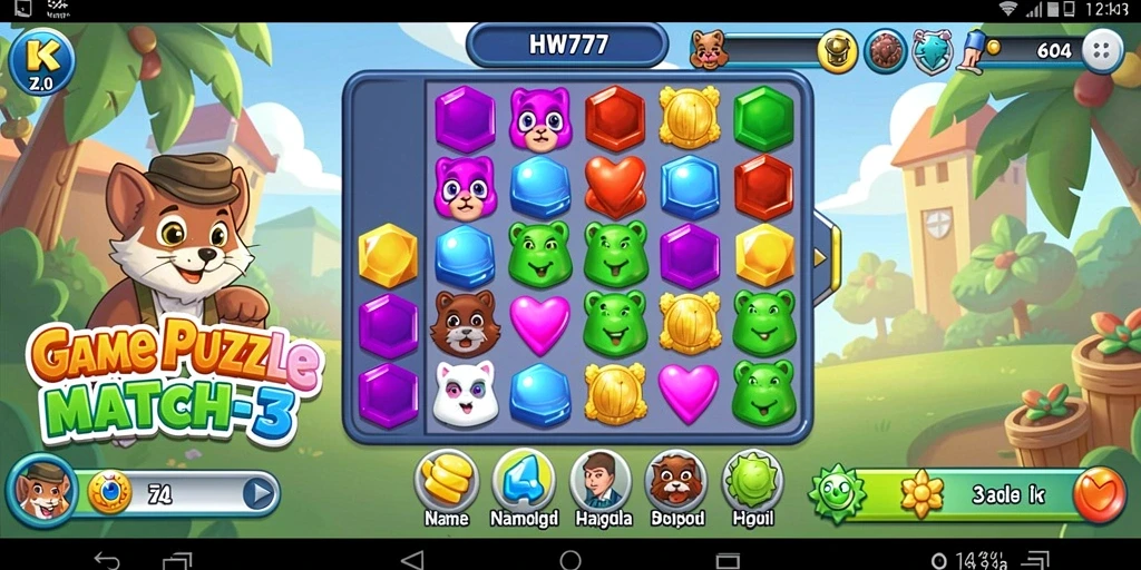 Tampilkan gameplay seru dari HW777 dengan pengalaman Match-3 yang mengasyikkan.