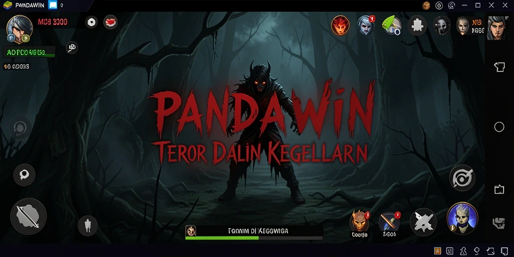 Gameplay menyeramkan di PANDAWIN dengan suasana gelap dan mencekam.