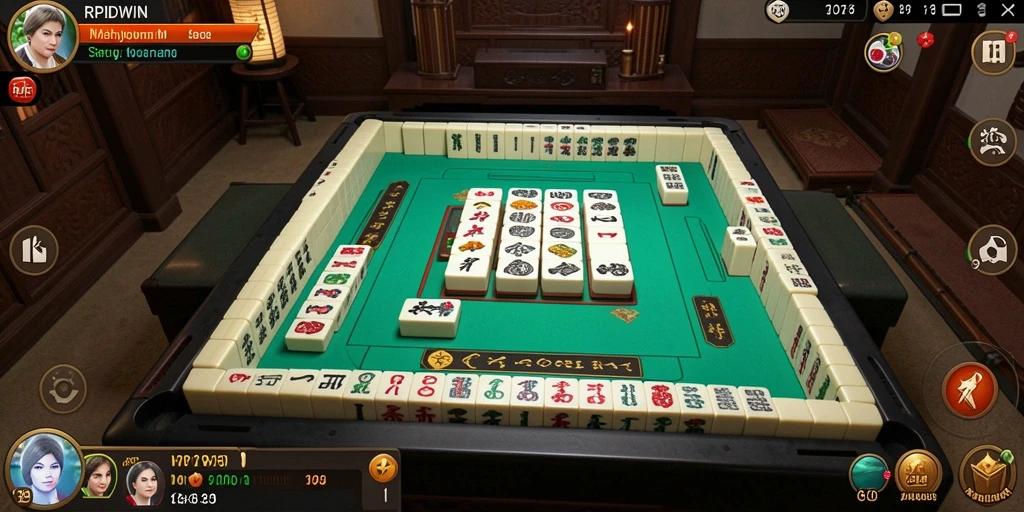 Tampilan menarik dari gameplay RPIDWIN yang menampilkan ubin Mahjong.