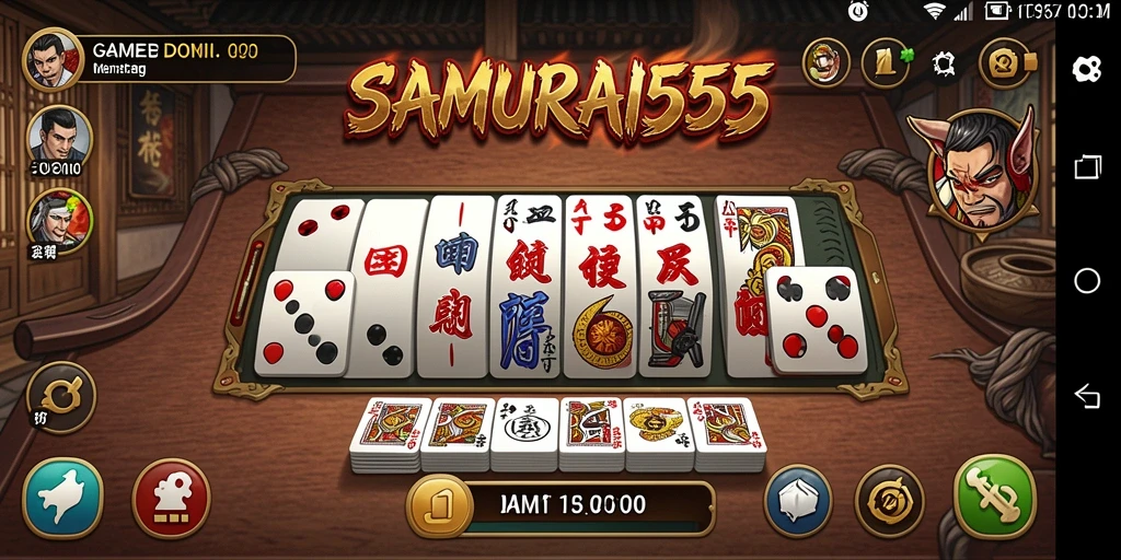 Screenshot gameplay SAMURAI555 yang menampilkan aksi seru domino.