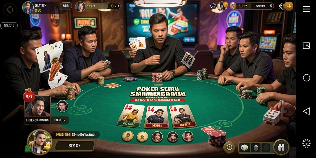 Tampilan gameplay menarik dari SD107 yang penuh aksi Poker.
