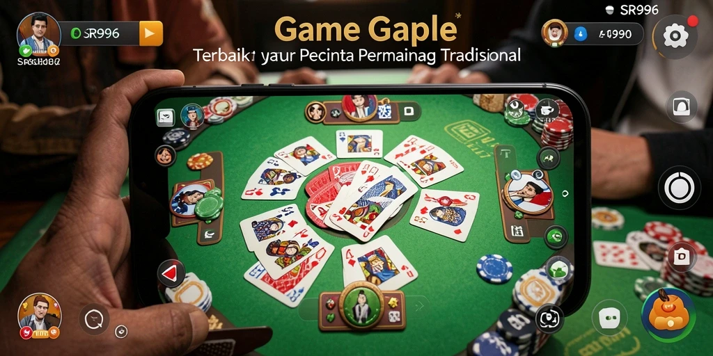 Screenshot utama SR996 menampilkan gameplay Gaple yang mendebarkan.