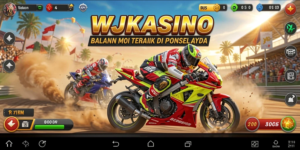 Gameplay menegangkan dari WJKASINO dengan balapan motor yang cepat.